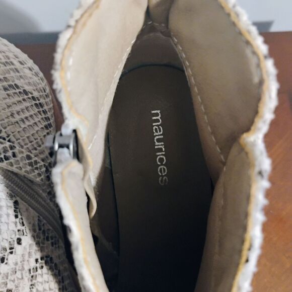 Maurices Gray and White Ankle Booties with Snakeskin Pattern - Picture 4 of 13